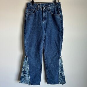 Vintage Lee Riders Women's Patchwork Tie Dye Boho High Rise Flare Jeans